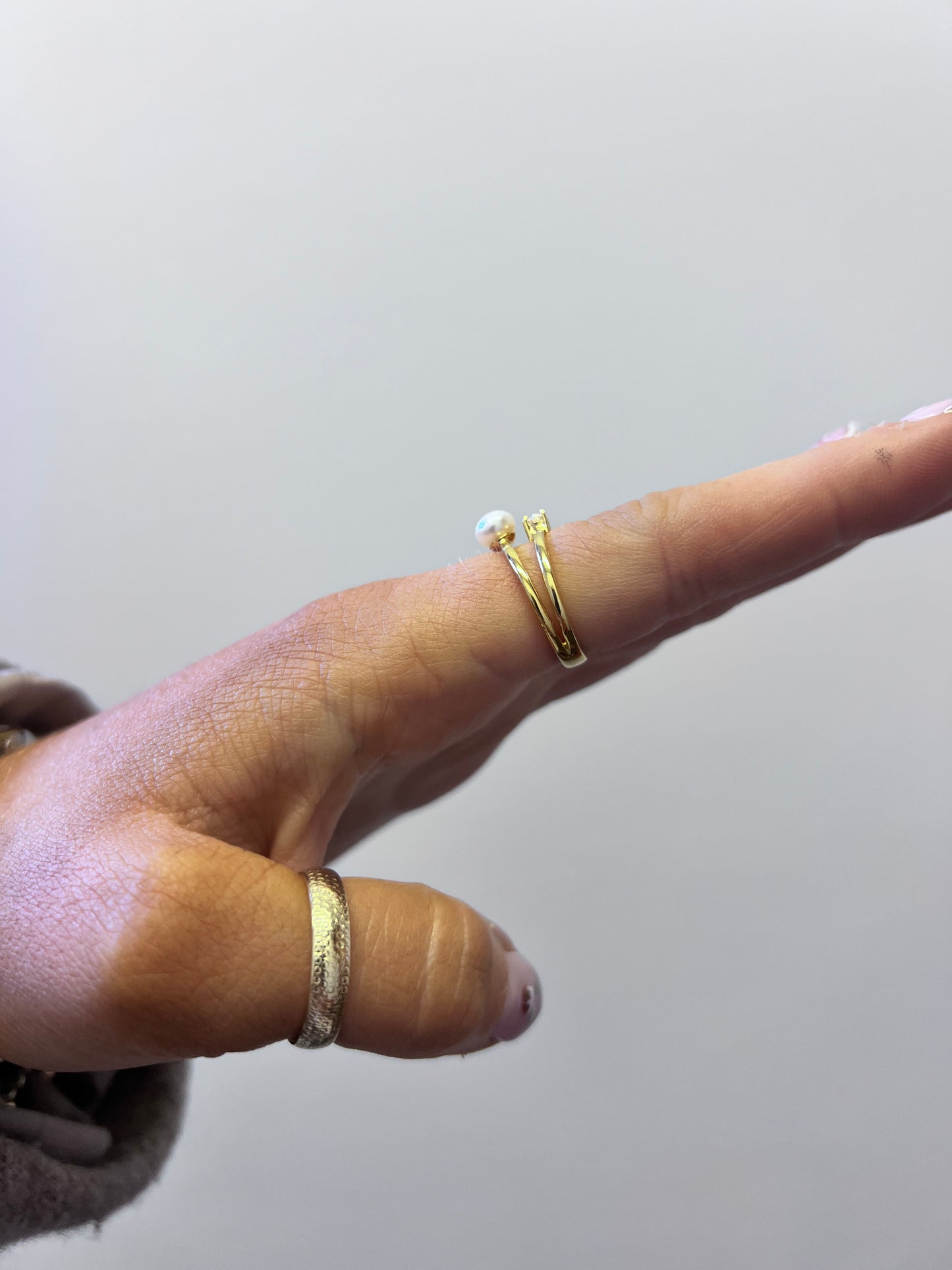 Pearl & CZ ring
