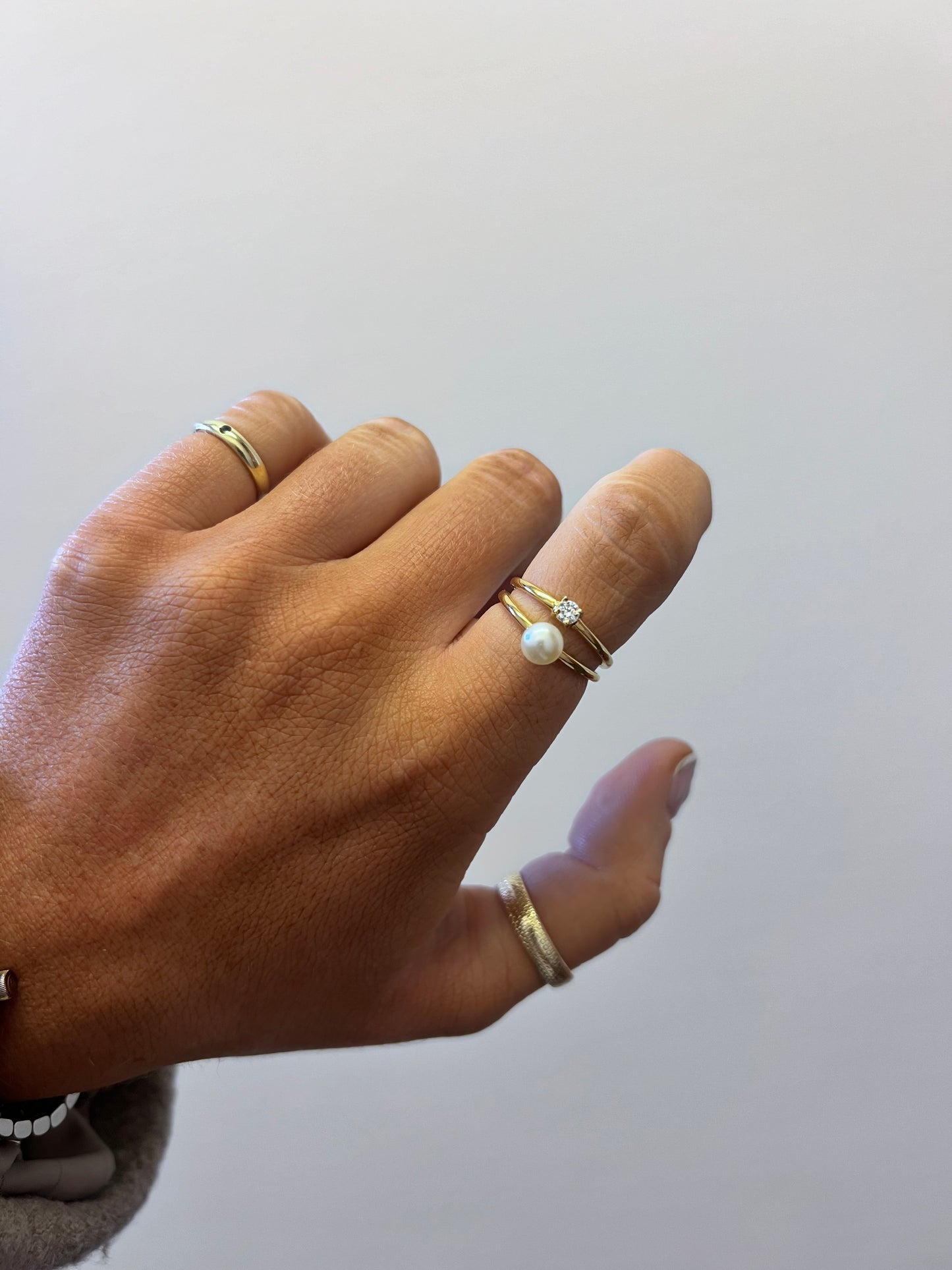 Pearl & CZ ring
