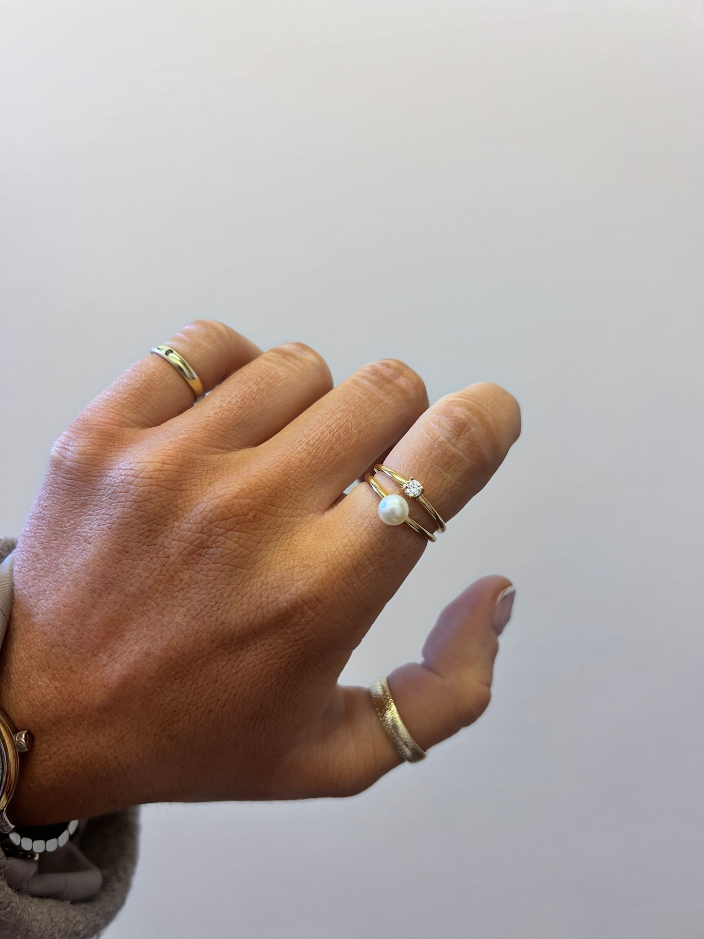 Pearl & CZ ring